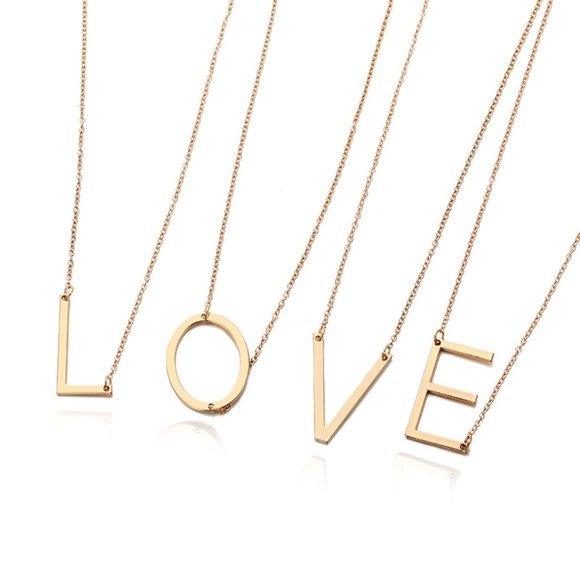 Letter F -  Letter Pendant Fashion Necklace - Picture 10 of 11